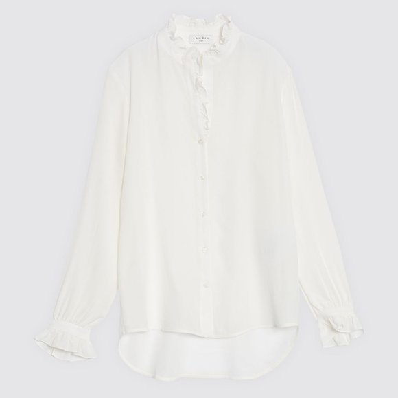 Sandro silk shirt with ruffle collar - Picture 3 of 9